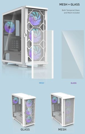 Zalman Case EATX - Z10 DUO White - Mesh/Tempered Glass