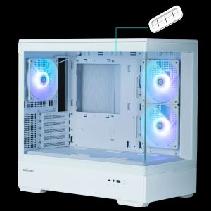 Zalman Case mATX - P30 White - aRGB, Tempered Glass