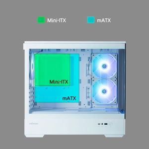 Zalman Case mATX - P30 White - aRGB, Tempered Glass