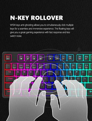 Marvo механична клавиатура Gaming Keyboard Mechanical KG948 - 108 keys, RGB, Macros, Blue switches