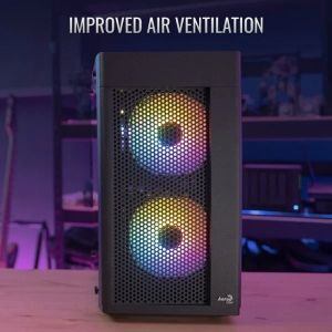 Cutie AeroCool Case mATX - Hexform-G-BK-v2 - 3 ventilatoare incluse