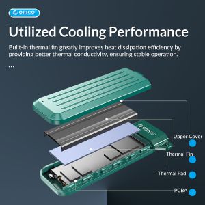 Orico Storage - Case - M.2 NVMe M-key 10 Gbps Dark Green - MM2C3-G2-GR