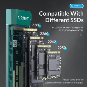 Orico Storage - Case - M.2 NVMe M-key 10 Gbps Dark Green - MM2C3-G2-GR