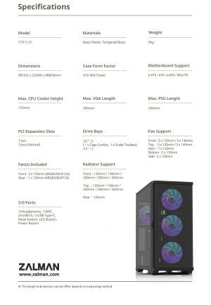 Zalman Case EATX - Z10 DUO - Mesh/Tempered Glass