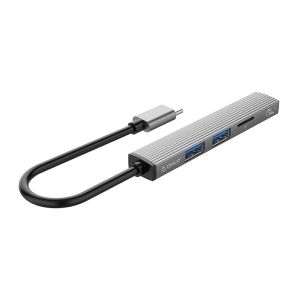 Orico USB3.0/2.0 HUB 3 port + card reader TYPE C, Aluminum - AH-12F-GY