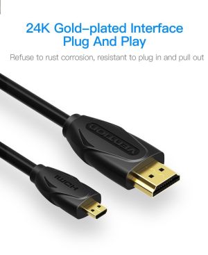 Vention Micro HDMI2.0 Cable 1.5M Black - VAA-D03-B150