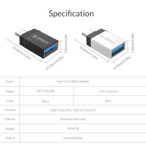 Orico Adapter OTG USB3.0 AF to Type-C - CBT-UT01-BK
