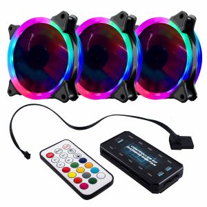 Set de ventilatoare Makki SET VENTILATOR 3 x Ventilator 120mm RGB 2 inele, controler, telecomanda