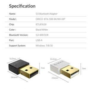 Orico Bluetooth 5.0 USB adapter, black - BTA-508-BK