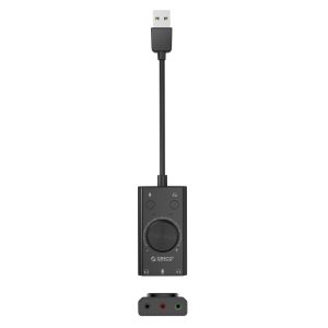 Orico външна звукова карта USB Sound card - 2 headphones, mic, volume - SC2-BK