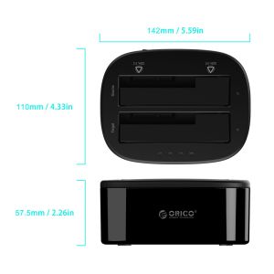 Orico Storage stație de andocare - HDD/SSD Dock - 2 BAY Clone 2.5/3.5 USB3.0 - 6228US3-C