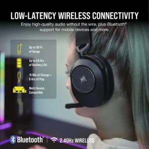 Gaming headset with microphone Corsair HS65 v2 Carbon wireless and Bluetooth PC/PS5/PS4, Black