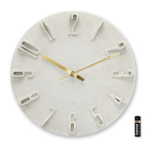 Hama "Corfu" Wall Clock, &Oslash; 30 cm, Quartz Clock, Analogue, 3D Numerals, beige