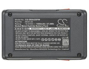 Camera Battery for cordless brushcutter GARDENA 648844, EasyCut 42, SmallCut 300, 8834-20 18V 1500mAh Cameron Sino