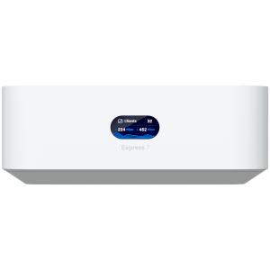 Ubiquiti UniFi Express 7 UX7 Mesh-scalable, super-compact 10G Cloud Gateway with integrated WiFi 7, 10 GbE RJ45 WAN port, 2.5 GbE RJ45 LAN port to extend network, up to 30+ UniFi devices and 300+ clients