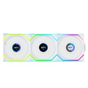 Triple Fan Pack Lian Li UNI FAN SL Wireless LCD ARGB PWM Reverse Blade - 120 mm White