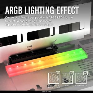 EZDIY-FAB ARGB Vertical PCIe 4.0 GPU Mount Bracket Graphic Card Holder 90° Riser Cable