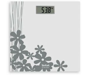 Scale Tefal PP1430V0, Premiss Flower, glass platform (30x30x2cm), 150kg /100 g, display (65x28mm), 1 battery CR 2032