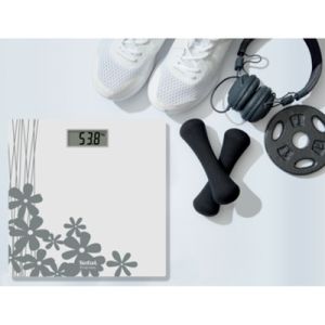 Scale Tefal PP1430V0, Premiss Flower, glass platform (30x30x2cm), 150kg /100 g, display (65x28mm), 1 battery CR 2032