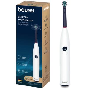 Electric toothbrush Beurer TB 15 Electric toothbrush; 2 cleaning programs; 12 days Battery life; 2-minute timer; Oscillating, pulsating, brushing technology; Incl. USB-C charging cable and Clean Eco brush head; white