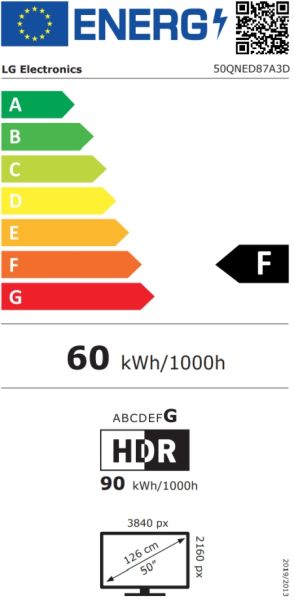 TV LG 50QNED87A3D, 50" 4K QNED HDR Smart TV, 120Hz, 3840x2160, DVB-T2/C/S2, a7 AI Processor 4K, HDR 10, webOS 25 ThinQ, FreeSync Compatible, VRR, Multi View, 4K Upscaling, WiFi 5, Voice Controll, Bluetooth 5.1, AirPlay 2, LAN, CI, HDMI, SPDIF, CrP