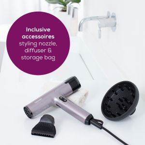 Hair dryer Beurer HC 100 Excellence Hair dryer, ECO technology, lightweight and ergonomic, Slim, magnetic nozzle and diffuser, Ion function, 4 temperature and blower settings, Integrated memory function