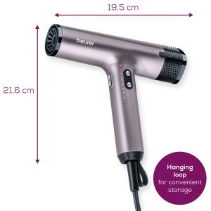 Hair dryer Beurer HC 100 Excellence Hair dryer, ECO technology, lightweight and ergonomic, Slim, magnetic nozzle and diffuser, Ion function, 4 temperature and blower settings, Integrated memory function