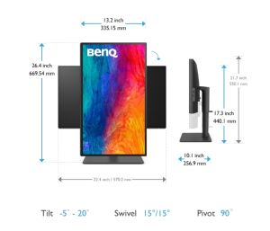 Monitor BenQ PD2506Q 25" IPS, 2560x1440 WQHD, 95% P3, DisplayHDR 400, Uniformity, KVM, MST Daisy Chain, USB-C 65W Power Delivery, HDMI, DP, HAS, eye-care, Factory Calibration, Calman Certification, Panetone Validation, 4-side edge to edge, USB Hub, eye-c