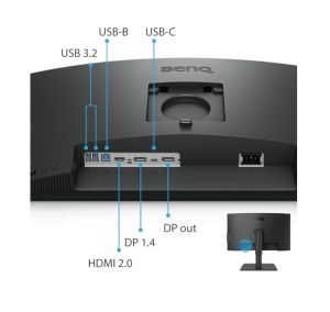 Monitor BenQ PD2506Q 25" IPS, 2560x1440 WQHD, 95% P3, DisplayHDR 400, Uniformity, KVM, MST Daisy Chain, USB-C 65W Power Delivery, HDMI, DP, HAS, eye-care, Factory Calibration, Calman Certification, Panetone Validation, 4-side edge to edge, USB Hub, eye-c