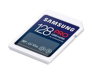 Memory Samsung 128GB SD Card PRO Ultimate with USB Reader, U3, V30 , Read 200MB/s - Write 130MB/s