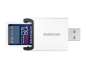 Memory Samsung 128GB SD Card PRO Ultimate with USB Reader, U3, V30 , Read 200MB/s - Write 130MB/s
