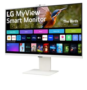 Monitor LG 32SR85U-W, 31.5" IPS Smart webOS, Full HD Web cam, AG, 5ms, 1000:1, 400cd/m, DCI-P3 95%, 4K UHD (3840x2160), ThinQ, HDR 10, HDMI, USB Type -C-PD 90W, Wi-Fi B/in, AirPlay 2, Bluetooth, Speakers 5W x 2, Height Adjustable, Tilt, White
