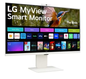 Monitor LG 32SR85U-W, 31.5" IPS Smart webOS, Full HD Web cam, AG, 5ms, 1000:1, 400cd/m, DCI-P3 95%, 4K UHD (3840x2160), ThinQ, HDR 10, HDMI, USB Type -C-PD 90W, Wi-Fi B/in, AirPlay 2, Bluetooth, Speakers 5W x 2, Height Adjustable, Tilt, White
