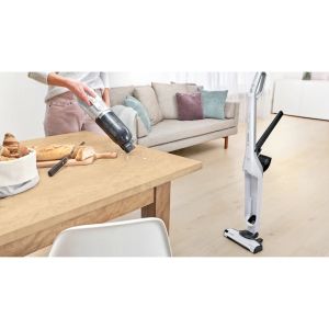 Прахосмукачка Bosch BCH3P2301, Cordless Handstick Vacuum cleaner 2 in 1 Flexxo Gen2, Serie 4, 2 Ah, 23V, 81 dB(A), AllFloor Power Brush with LED, White