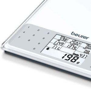 Scale Beurer DS 61 nutritional analysis scale; Nutritional and energy values for 950 saved foods (kcal, kJ, fat, bread units, protein, carbohydrates and cholesterol) and space for 50 customizable memory spaces; 5 kg / 1 g