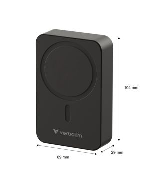 Verbatim Charge 'n' Go Essentials Power Bank Magnetic Wireless 20000mAh Black External Battery
