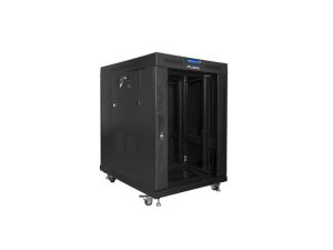 Communication cabinet Lanberg rack cabinet 19" free-standing 15U/800x1000 (flat pack) with glass door lcd black v2