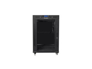 Communication cabinet Lanberg rack cabinet 19" free-standing 15U/800x1000 (flat pack) with glass door lcd black v2