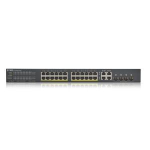 Switch ZyXEL GS1920-24HPv2, 28 porturi Smart Managed Switch 24x Gigabit Cupru și 4x Gigabit dual pers., mod hybird, autonom sau NebulaFlex Cloud