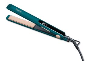Press Beurer HS 50 Ocean Hair straightener, LED display, Ceramic keratin coating, Variable temperature control (120-220 °), Spring-mounted hot plates, Button lock, Operation status display, Automatic switch-off after 30 minutes, Transport lock