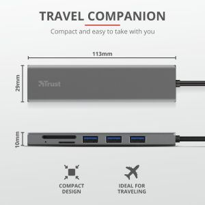 USB hub TRUST Halyx Fast USB-C Hub & Card Reader