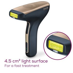 Photoepilator Beurer IPL 8800 Velvet Skin Pro Hair-remover, battery powered, Auto flash, 4.5 cm2, 1 attachment 2 cm2, 600,000 pulses, safe skin sensor, UV filter, 6 energy levels, black