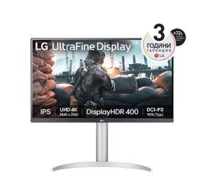 Monitor LG 27UP650K-W, 27" UHD 4K IPS AG, DCI-P3 95%, UltraFine, 5ms, 1200:1, Mega DFC, 400 cd/m2, 3840x2160, HDR 10, VESA Display HDR 400, HDMI, DisplayPort, Headphone out, Height Adjustable, Pivot Tilt, Reader Mode