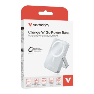 Verbatim Charge 'n' Go Power Bank with Stand Magnetic Wireless 10000mAh Blue
