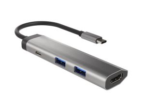 Docking station Natec Fowler Multiport Adapter 4 in 1, 2xUSB 3.0 HUB, HDMI 4K, USB-C PD, Slim
