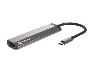 Docking station Natec Fowler Multiport Adapter 4 in 1, 2xUSB 3.0 HUB, HDMI 4K, USB-C PD, Slim