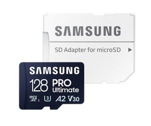 Memory Samsung 128GB micro SD Card PRO Ultimate with Adapter , UHS-I, Read 200MB/s - Write 130MB/s, U3, V30, A2