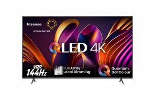 Televizor Hisense 75" E7NQ Pro, 4K Ultra HD 3840x2160, QLED, Quantum Dot, 144Hz, HDR 10+ adaptiv, HLG, Dolby Vision, DTS Virtual X, Smart TV, WiFi 5GHz, WiFi Direct, Senzor de lumină, BT, Anyview Cast, 3xHDMI, 2xUSB, LAN, CI+, DVB-T2/C/S2, negru