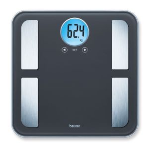Scale Beurer BF 195 diagnostic bathroom scale; round LCD display; Weight, body fat, body water, muscle percentage, bone mass, AMR calorie display; 180 kg
