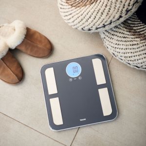 Scale Beurer BF 195 diagnostic bathroom scale; round LCD display; Weight, body fat, body water, muscle percentage, bone mass, AMR calorie display; 180 kg
